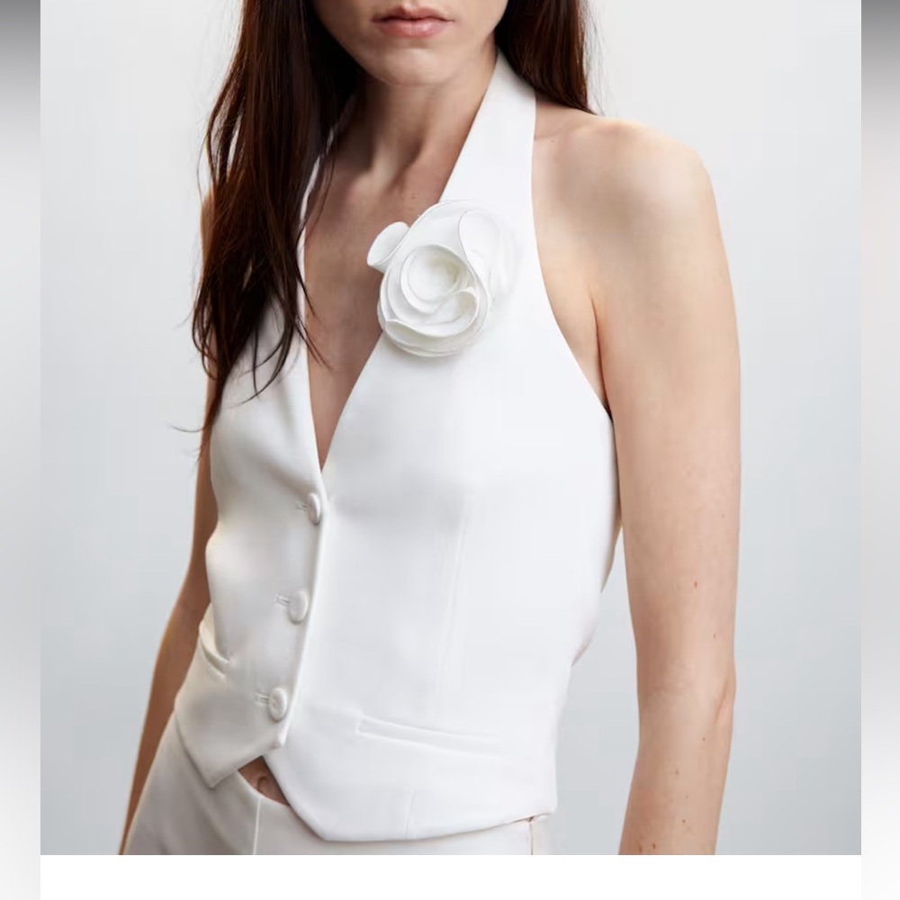 Mango - Vest with floral appliqué